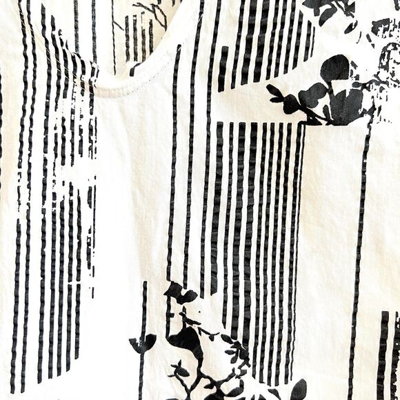 Serie Numérica Cotton Textured Printed V-Neck Tank Top Raw Hem Made In Italy - Picture 6 of 11